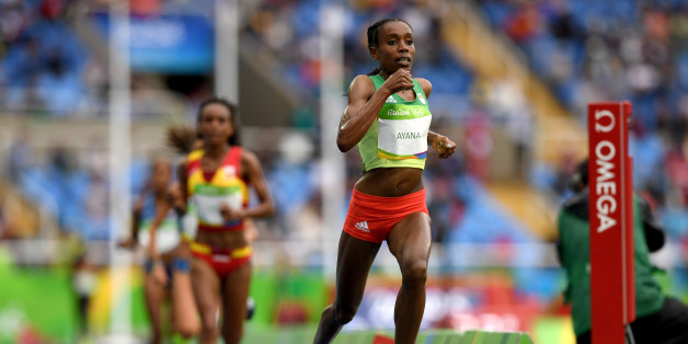 RIO DE JANEIRO, BRAZIL - AUGUST 12: Almaz Ayana of Ethiopia competes in the Women's 10,000 metres final on Day 7 of the Rio 2016 Olympic Games at the Olympic Stadium on August 12, 2016 in Rio de Janeiro, Brazil. (Photo by Shaun Botterill/Getty Images)