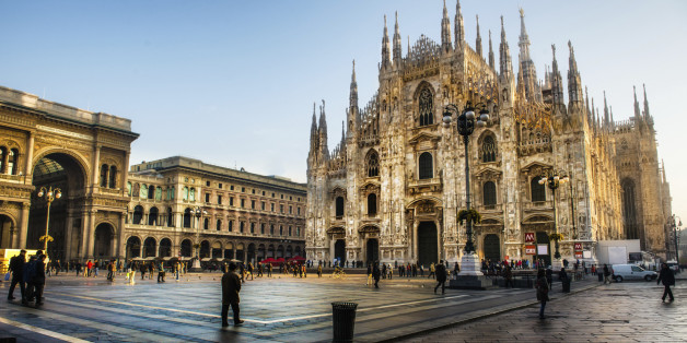 Milan Cathedral, Duomo and Vittorio Emanuele II Gallery at Piazza del Duomo. Lombardy, Italy
