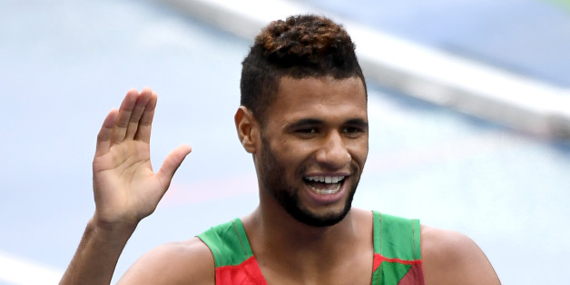 Morocco's Mostafa Smaili waves after competing in the Men's 800m Round 1 heat during the athletics event at the Rio 2016 Olympic Games at the Olympic Stadium in Rio de Janeiro on August 12, 2016. / AFP / PEDRO UGARTE (Photo credit should read PEDRO UGARTE/AFP/Getty Images)