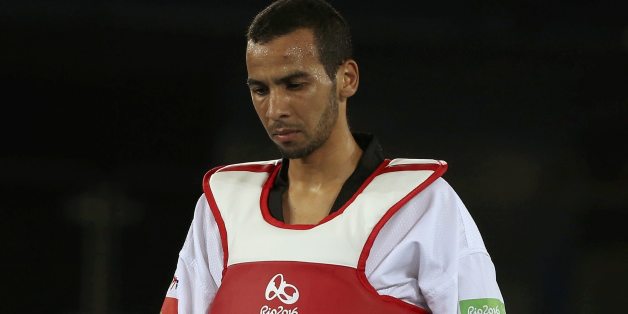 2016 Rio Olympics - Taekwondo - Quarterfinal - Men's - 58kg Quarterfinals - Carioca Arena 3 - Rio de Janeiro, Brazil - 17/08/2016. Omar Hajjami (MAR) of Morocco reacts after losing the match. REUTERS/Issei Kato FOR EDITORIAL USE ONLY. NOT FOR SALE FOR MARKETING OR ADVERTISING CAMPAIGNS.