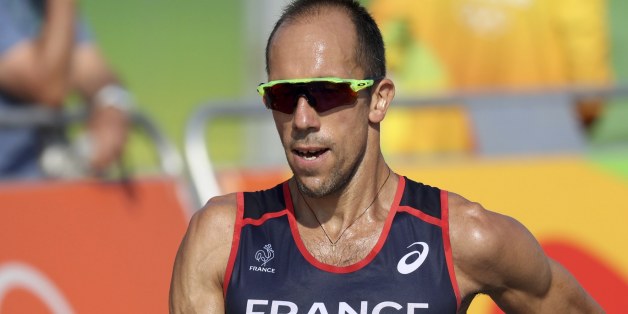 2016 Rio Olympics - Athletics - Final - Men's 50km Race Walk - Pontal - Rio de Janeiro, Brazil - 19/08/2016. Yohann Diniz (FRA) of France competes. REUTERS/Damir Sagolj FOR EDITORIAL USE ONLY. NOT FOR SALE FOR MARKETING OR ADVERTISING CAMPAIGNS.