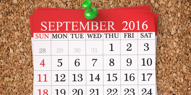 Sepetember 2016 Calendar on cork board , 3d render