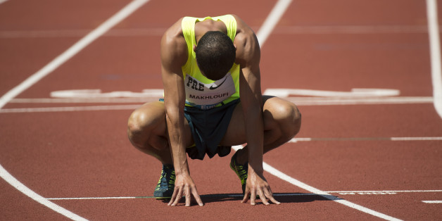 The IAAF Diamond League, Prefontaine Classic in Eugene, Oregon: Taoufik Makhloufi after finishing the Bowerman mile at Hayward Field. (Photo by Christopher Morris/Corbis via Getty Images)