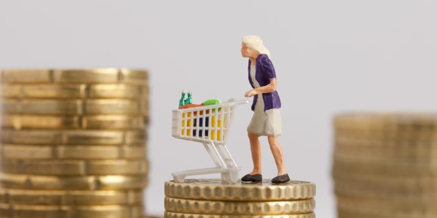 (GERMANY OUT) Germany - Woman with trolley on a pile with Euro cent coins (Photo by Classen/ullstein bild via Getty Images)