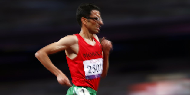 El Amin Chentouf of Morocco runs on his way to winning the Men's 5000m final T12 during the London 2012 Paralympic Games at the Olympic Stadium in London, September 3, 2012. The T12 category denotes a level of visual impairment. REUTERS/Andrew Winning (BRITAIN - Tags: SPORT OLYMPICS ATHLETICS)