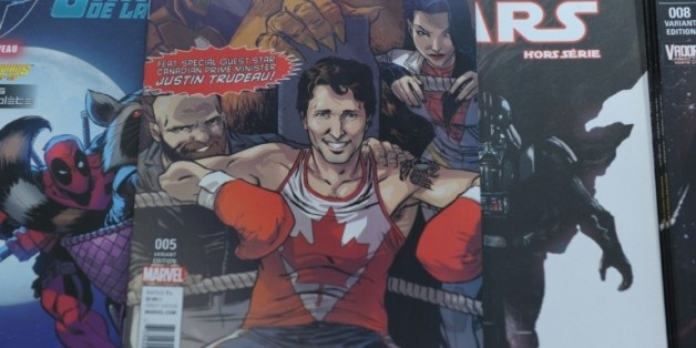 Le Premier ministre canadien Justin Trudeau, super-héros dans une BD de l'éditeur américain Marvel, le 31 août 2016 à Montréa