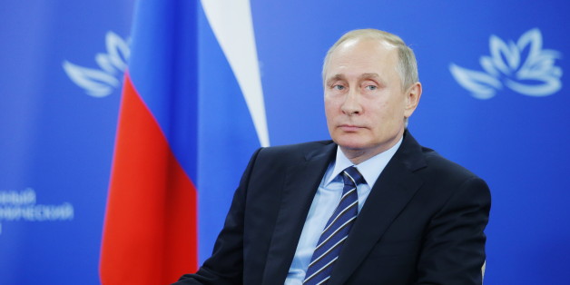 VLADIVOSTOK, RUSSIA - SEPTEMBER 2, 2016: Russia's President Vladimir Putin looks on during a meeting with Japan's Prime Minister Shinzo Abe (not pictured) on the sidelines of the 2016 Eastern Economic Forum at Far Eastern Federal University on Russky Island. Mikhail Metzel/TASS Host Photo Agency (Photo by Mikhail Metzel\TASS via Getty Images)