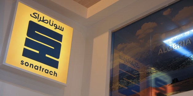 A picture shows the logo of Algerian state energy giant Sonatrach during the World Gas Conference exhibition in Paris on June 2, 2015. AFP PHOTO / ERIC PIERMONT (Photo credit should read ERIC PIERMONT/AFP/Getty Images)