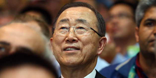 2016 Rio Olympics - Shooting - Final - Women's 10m Air Rifle Finals - Olympic Shooting Centre - Rio de Janeiro, Brazil - 06/08/2016. U.N. Secretary General Ban Ki-moon watches the finals. REUTERS/Jeremy Lee FOR EDITORIAL USE ONLY. NOT FOR SALE FOR MARKETING OR ADVERTISING CAMPAIGNS.
