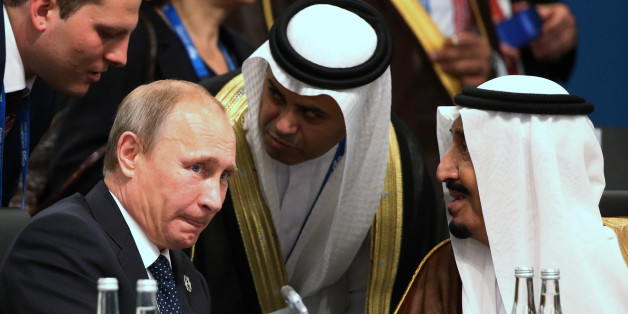 HANGZHOU, CHINA - SEPTEMBER 4, 2016: Russia's President Vladimir Putin pictured during a meeting with Saudi Arabian Deputy Crown Prince and Defence Minister Mohammed bin Salman as part of the G20 Summit in Hangzhou, China. Alexei Druzhinin/Russian Presidential Press and Information Office/TASS (Photo by Alexei Druzhinin\TASS via Getty Images)