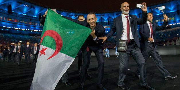 Algerian athletes march into the arena during the Opening Ceremony of the Rio 2016 Paralympic Games at the Maracana Stadium in Rio de Janeiro, Brazil, on September 7, 2016. Photo by Al Tielemans/OIS/IOC via AFP. RESTRICTED TO EDITORIAL USE. / AFP / OIS/IOC / Al Tielemans for OIS/IOC (Photo credit should read AL TIELEMANS FOR OIS/IOC/AFP/Getty Images)