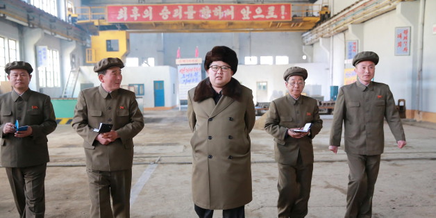 North Korean leader Kim Jong Un (C) visits the February 11 plant at the Ryongsong Machine Complex in this undated photo released by North Korea's Korean Central News Agency (KCNA) in Pyongyang March 24, 2016. REUTERS/KCNA ATTENTION EDITORS - THIS PICTURE WAS PROVIDED BY A THIRD PARTY. REUTERS IS UNABLE TO INDEPENDENTLY VERIFY THE AUTHENTICITY, CONTENT, LOCATION OR DATE OF THIS IMAGE. FOR EDITORIAL USE ONLY. NOT FOR SALE FOR MARKETING OR ADVERTISING CAMPAIGNS. THIS PICTURE IS DISTRIBUTED EXACTLY AS RECEIVED BY REUTERS, AS A SERVICE TO CLIENTS. NO THIRD PARTY SALES. SOUTH KOREA OUT. NO COMMERCIAL OR EDITORIAL SALES IN SOUTH KOREA