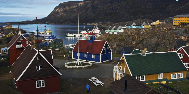 Panorama of Sisimiut, Qeqqata, Greenland, overseas territory of Denmark.
