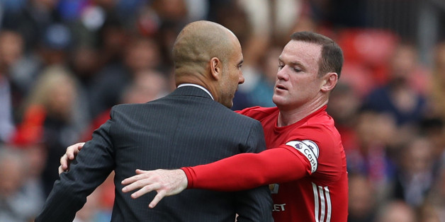 Britain Soccer Football - Manchester United v Manchester City - Premier League - Old Trafford - 10/9/16Manchester United's Wayne Rooney clashes with Manchester City manager Pep Guardiola Reuters / Phil NobleLivepicEDITORIAL USE ONLY. No use with unauthorized audio, video, data, fixture lists, club/league logos or "live" services. Online in-match use limited to 45 images, no video emulation. No use in betting, games or single club/league/player publications. Please contact your account represent