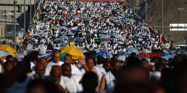 Muslim pilgrims arrive to throw pebbles at pillars during the 'Jamarat' ritual, the stoning of Satan, in Mina near the holy city of Mecca, on September 12, 2016.
Pilgrims pelt pillars symbolizing the devil with pebbles to show their defiance on the third day of the hajj as Muslims worldwide mark the Eid al-Adha or the Feast of the Sacrifice, marking the end of the hajj pilgrimage to Mecca and commemorating Abraham's willingness to sacrifice his son Ismail on God's command in the holy city of Mecca. / AFP / AHMAD GHARABLI (Photo credit should read AHMAD GHARABLI/AFP/Getty Images)