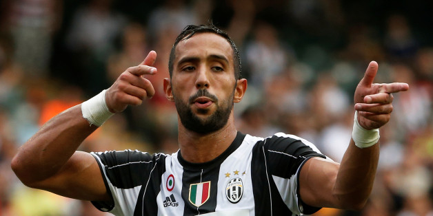 Football Soccer - Juventus v South China - International Challenge Cup - Hong Kong, China - 30/7/16 - Juventus player Medhi Benatia reacts after scoring a goal. REUTERS/Bobby Yip