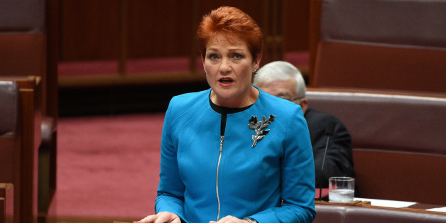Australia's One Nation party leader Senator Pauline Hanson makes her maiden speech in the Senate at Parliament House in Canberra, Australia, September 14, 2016. AAP/Mick Tsikas/via REUTERS ATTENTION EDITORS - THIS PICTURE WAS PROVIDED BY A THIRD PARTY. EDITORIAL USE ONLY. NO RESALES. NO ARCHIVE. AUSTRALIA OUT. NEW ZEALAND OUT. TPX IMAGES OF THE DAY