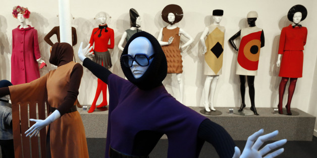 A view shows fashion creations by French fashion designer Pierre Cardin in his museum called "Past-Present-Future" in Paris November 12, 2014. The museum will open on November 13 and will show Pierre Cardin's 60-year career and creative passion with some 200 Couture pieces, as well as hats, shoes, pieces of jewellery and furniture. REUTERS/Charles Platiau (FRANCE - Tags: FASHION SOCIETY)