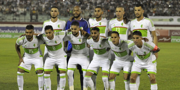 Algerian national football team players pose before their 2017 African Cup of Nations qualifying football match Algeria versus Lesotho on September 4, 2016 in Blida, 50km southwestern Algiers.Algeria won 6-0. / AFP / RYAD KRAMDI (Photo credit should read RYAD KRAMDI/AFP/Getty Images)