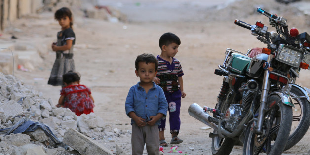 Eine Szene aus einem Rebellenviertel der nordsyrischen Stadt Aleppo.