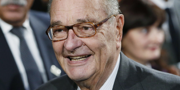 This photo taken on November 21, 2014 shows French former president Jacques Chiracposing with the French President before the award ceremony of the Jacques Chirac Foundation at the Quai Branly museum in Paris.Former President Jacques Chirac was hospitalized on September 18, 2016 morning at the Paris hospital of La Pitie-Salpetriere for 'the treatment of a pulmonary infection,' said his son, Frederic Salat-Baroux to AFP. / AFP / POOL / PATRICK KOVARIK / ALTERNATIVE CROP (Photo credit sh