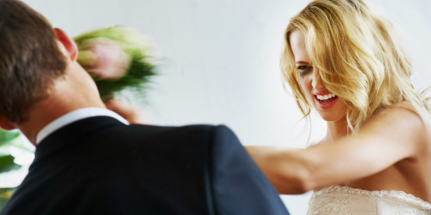 South Africa,Cape Town, Bride slapping groom