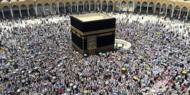 MECCA, SAUDI ARABIA - SEPTEMBER 15: Prospective pilgrims make the farewell circumambulation of the Kaaba on the last day of Eid Al-Adha, after stoning of the devil ritual during Hajj in Mecca, Saudi Arabia on September 15, 2016. Muslims worldwide celebrate Eid Al-Adha, to commemorate the holy Prophet IbrahimÂ's (Prophet Abraham) readiness to sacrifice his son as a sign of his obedience to God, during which they sacrifice permissible animals, generally goats, sheep, and cows. Eid-al Adha is th