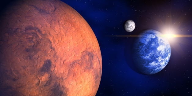 Mars, Earth and the Moon