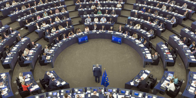 The head of the European Union's executive, Jean-Claude Juncker, delivers his State of the Union address at the European Parliament in Strasbourg, eastern France, Wednesday, Sept. 14, 2016. EU Commission President Jean-Claude Juncker said in his State of the European Union address to the European parliament that the EU "still does not have enough Union."(AP Photo/Jean-Francois Badias)