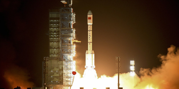 Das chinesische Raumlabor "Tiangong-1" bei seinem Start im Jahr 2011.