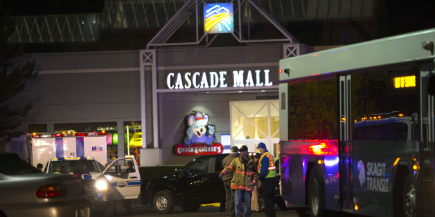 BURLINGTON, WA - SEPTEMBER 23: Police attend the Cascade Mall after three women were reportedly shot dead and a man critically injured following a shooting at the shopping center on September 23, 2016 in Burlington, Washington. The suspect is believed to still be at large. (Photo by Karen Ducey/Getty Images)