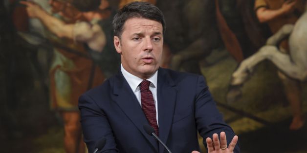 Italian Prime Minister Matteo Renzi gestures during a press conference for reconstruction efforts for areas and victims affected by the August 24 earthquake on September 23, 2016 at the Palazzo Chigi in Rome. / AFP / ANDREAS SOLARO (Photo credit should read ANDREAS SOLARO/AFP/Getty Images)