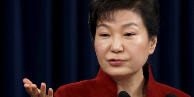 South Korean President Park Geun-hye answers questions from reporters during her New Year news conference at the Presidential Blue House in Seoul, South Korea, January 13, 2016. REUTERS/Kim Hong-Ji
