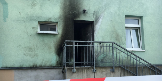 Picture shows a mosque in Dresden, Germany on September 27, 2016, one day after an improvised bomb destroyed the entrance. REUTERS/Tobias Schlie