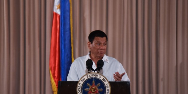 MANILA, PHILIPPINES - SEPTEMBER 26: Philippine President Rodrigo Duterte speaks during a presidential awarding ceremony held at the Malacanang Palace in Manila, Philippines on 26 September 2016. (Photo by George Calvelo/Anadolu Agency/Getty Images)