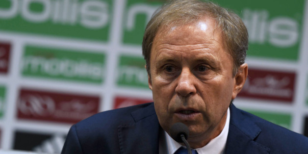 Serbian Milovan Rajevac, the newly appointed Algerian football team coach and former professional player, speaks on July 14, 2016 during a press conference at the Olympic complex Mohamed-Boudiaf in Algiers, following his nomination for the new post. / AFP / STR (Photo credit should read STR/AFP/Getty Images)