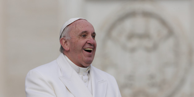 The pontifex Francis (Jorge Mario Bergoglio) smiling during the audience with the Padre Pio prayer groups on Saint Peter Square at the arrival of the relics belonging to Saint Pio and Saint Leopold Mandic in Vatican City. Vatican City, 6th February 2016 (Photo by Grzegorz Galazka\Archivio Grzegorz Galazka\Mondadori Portfolio via Getty Images)