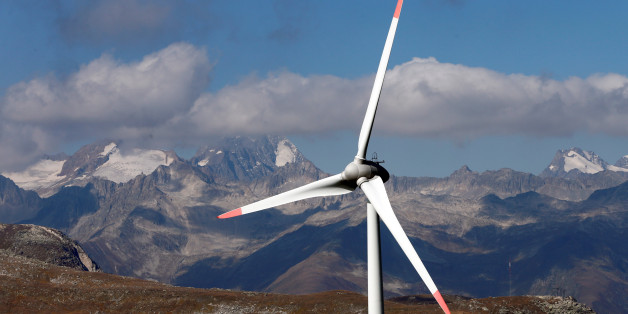 Wind turbines are pictured at Swisswinds farm, Europe's highest wind farm at 2500m, before the topping out ceremony near the Nufenen Path in Gries, Switzerland September 30, 2016. REUTERS/Denis Balibouse