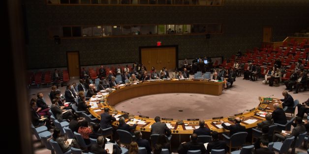 An overall view of a United Nations Security Council emergency meeting on the situation in Syria, at the United Nations September 25, 2016 in New York. The UN Security Council met for urgent talks on Sunday as Syrian and Russian warplanes pounded rebel-held east Aleppo in the worst surge of bombing to hit the devastated city in years. Britain, France and the United States called the emergency meeting to turn up pressure on Russia and press demands that it rein in its ally Syria to halt the inte