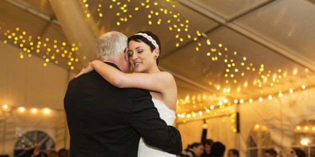 Bride dancing with father at reception