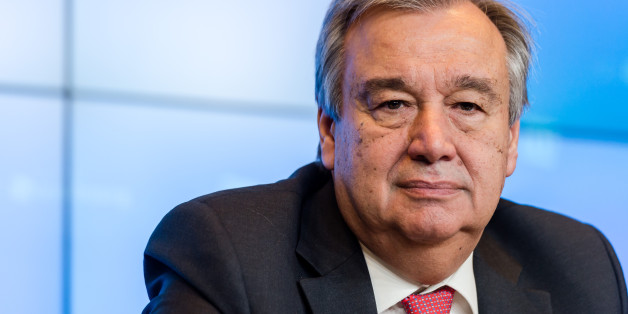 UN High Commissioner for Refugees Antonio Guterres addresses the media during an informal meeting of EU Justice and Home Affairs ministers in Luxembourg on Thursday, July 9, 2015. EU ministers meet today and Friday to discuss the immigration policy. (AP Photo/Geert Vanden Wijngaert)