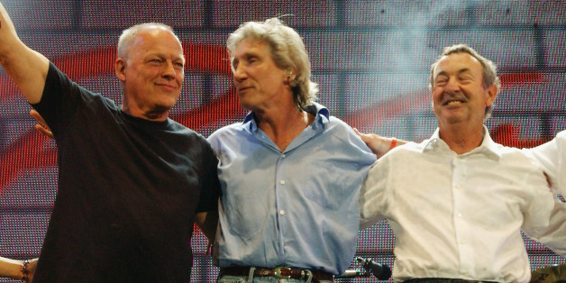 LONDON - JULY 2: (EMBARGOED FOR PUBLICATION IN UK TABLOID NEWSPAPERS UNTIL 48 HOURS AFTER CREATE DATE AND TIME) (L to R) Musicians David Gilmour, Roger Waters, Nick Mason and Richard Wright of Pink Floyd stand on stage at 'Live 8 London' in Hyde Park on July 2, 2005 in London, England. The free concert is one of ten simultaneous international gigs including Philadelphia, Berlin, Rome, Paris, Barrie, Tokyo, Cornwall, Moscow and Johannesburg. The concerts precede the G8 summit (July 6-8) to rais