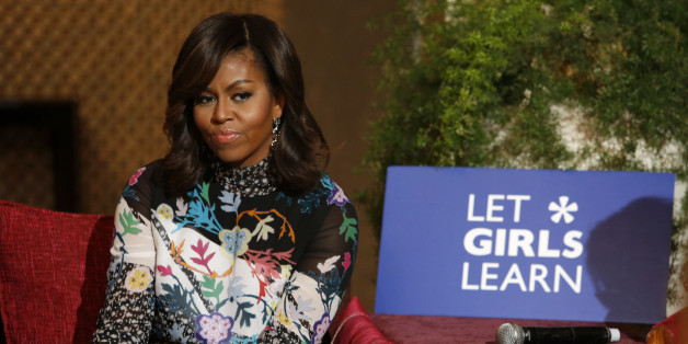 U.SÂ first lady Michelle Obama listens during a conversation with teenage girls in Marrakech, Morocco, Tuesday, June 28, 2016. U.S. First Lady Michelle Obama was visiting Morocco to promote for the âLet Girls Learnâ in the North African kingdom, where only 36 percent of girls continue school beyond the primary level. (AP Photo/ Abdeljalil Bounhar)