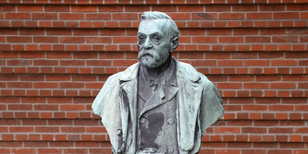 A statue featuring Swedish inventor of dynamite Alfred Nobel is seen outside the Karolinska Institutet in Stockholm, where the Nobel Committee is to announce the winner of the 2014 Nobel in Physiology or Medicine on October 6, 2014.
AFP PHOTO / JONATHAN NACKSTRAND (Photo credit should read JONATHAN NACKSTRAND/AFP/Getty Images)