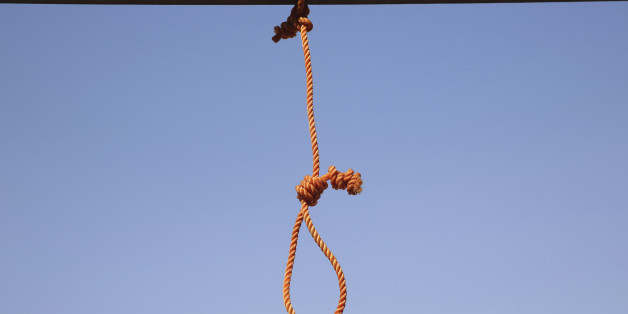 FILE - In this Wednesday, Oct. 8, 2014, one of the six nooses prepared for men sentenced to death at a jail in Kabul, Afghanistan. Afghanistan has hanged six men convicted of terrorism, signaling a tougher approach toward the Taliban. President Ashraf Ghani's office says he "approved executions of six terrorists who perpetrated grave crimes against civilians and security personnel." (AP Photo/Massoud Hossaini, file)
