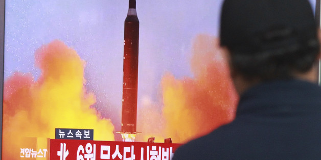 A man watches a TV news program showing a file image of a missile launch conducted by North Korea, at the Seoul Railway Station in Seoul, South Korea, Sunday, Oct. 16, 2016. South Korea and the U.S. said Sunday that the latest missile launch by North Korea ended in a failure after the projectile exploded soon after liftoff. The letters read "North attempted to fire a mid-range Musudan missile on June. (AP Photo/Ahn Young-joon)