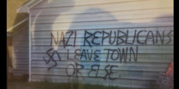 Un local du parti républicain tagué "nazis" et détruit, Donald Trump accuse les "animaux" qui soutiennent Hillary Clinton