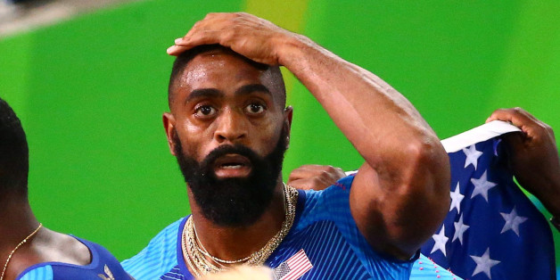 Tyson Gay of USA reacts after his men's 4 X 100m relay was disqualified in the final at the 2016 Rio Olympics in an August 19, 2016 file photo. Trinity Gay, the 15-year-old daughter of U.S. Olympic sprinter Tyson Gay died on Sunday after being caught in an exchange of gunfire between two vehicles outside of a Kentucky restaurant, police said. REUTERS/David Gray/Files FOR EDITORIAL USE ONLY. NOT FOR SALE FOR MARKETING OR ADVERTISING CAMPAIGNS.