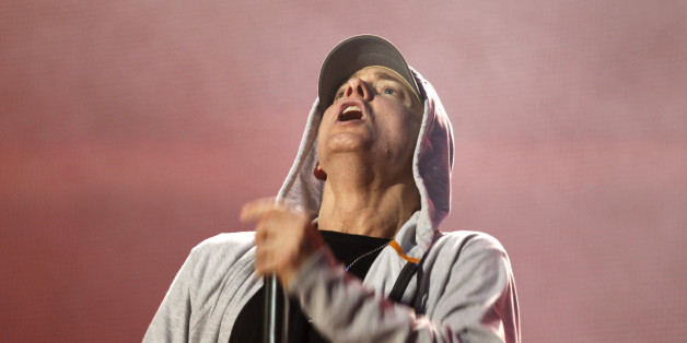 U.S. rapper Eminem performs during the Abu Dhabi F1 Grand Prix After Race closing concert at the du Arena on Yas Island November 4, 2012. REUTERS/Jumana ElHeloueh (UNITED ARAB EMIRATES - Tags: ENTERTAINMENT SPORT MOTORSPORT)