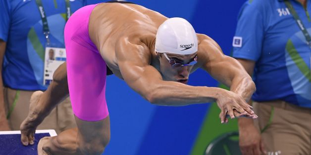 Algeria's Oussama Sahnoune competes in a Men's 100m Freestyle heat during the swimming event at the Rio 2016 Olympic Games at the Olympic Aquatics Stadium in Rio de Janeiro on August 9, 2016. / AFP / GABRIEL BOUYS (Photo credit should read GABRIEL BOUYS/AFP/Getty Images)